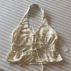 Cream Floral Halter Top